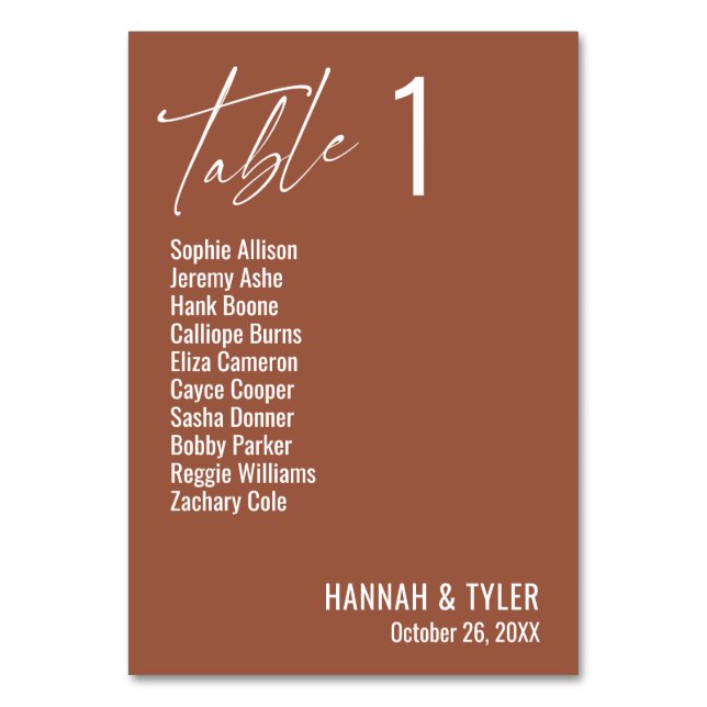 Contemporary Simple Elegant Terracotta  Table Number (Front)