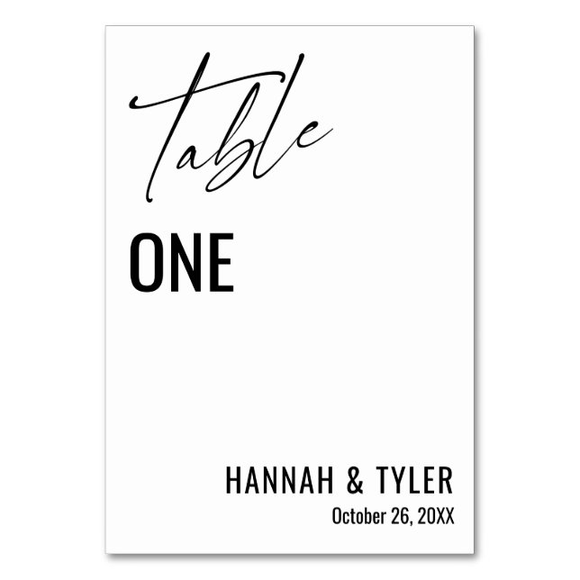 Contemporary Simple Elegant Typography Table Number (Front)