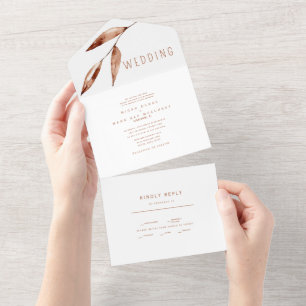 Contemporary Simple Terracotta Wedding All In One Invitation