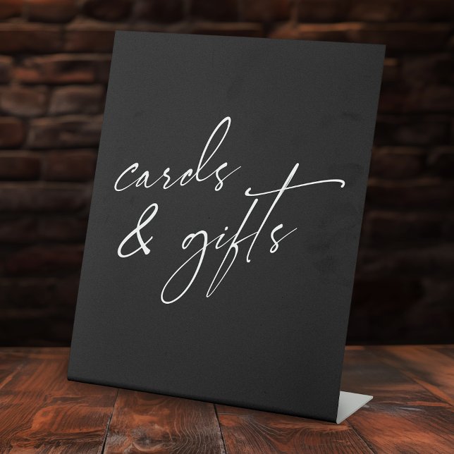 Contemporary Simple Typography Cards & Gifts Black Pedestal Sign (Creator Uploaded)