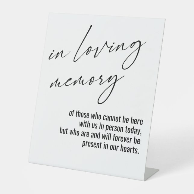 Contemporary, Simple White In Loving Memory Pedestal Sign (Front)