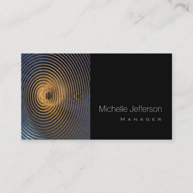 Contemporary Spirals Pattern Black Business Card (Front)