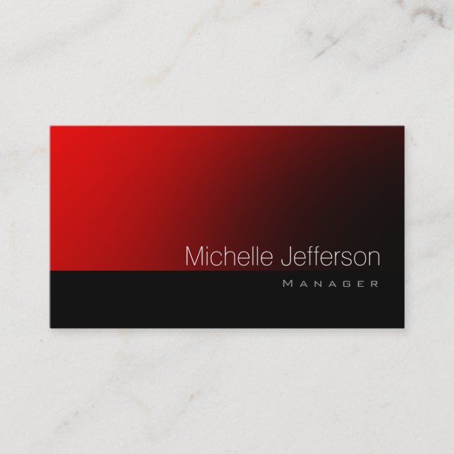 Contemporary Standard Red Black Business Card (Front)