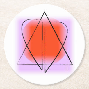 Contemporary Star of David/Heart Round Paper Coaster