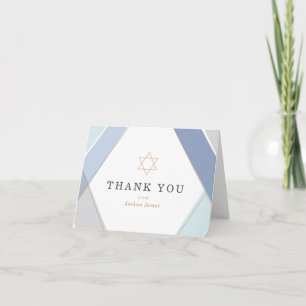 Contemporary Stripes Bar Mitzvah Thank You Card