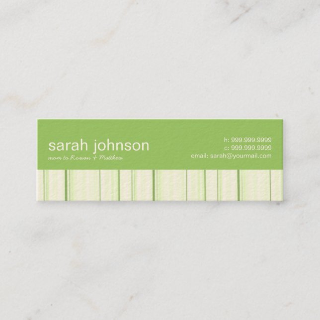 Contemporary Stripes Mummy Calling Card (Front)