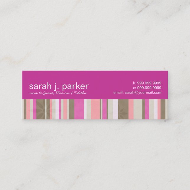 Contemporary Stripes Mummy Calling Card (Front)