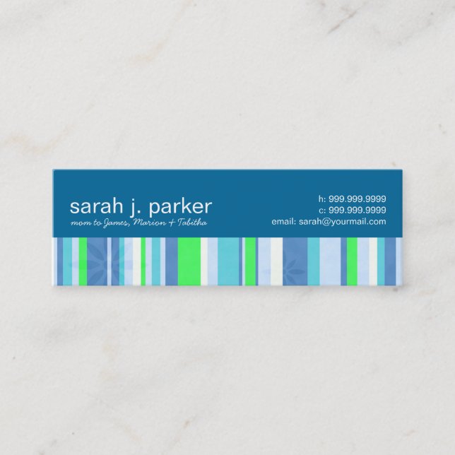Contemporary Stripes Mummy Calling Cards (Front)