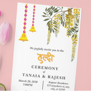 Contemporary Style  Indian Wedding Haldi Ceremony Invitation