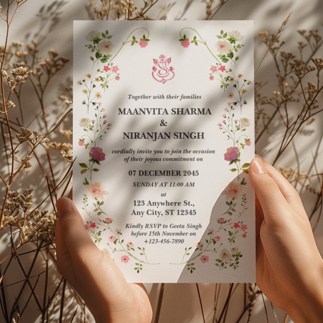 Contemporary Style Indian Wedding  Invitation (Creator Uploaded)