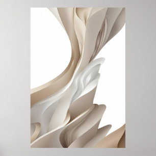 Contemporary Stylish Beige Abstract Art Poster