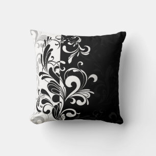 Contemporary Swirl Black and White Throw Cushion