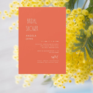 Contemporary Tangerine Bridal Shower  Invitation