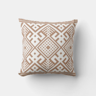 Contemporary Taupe, Linen, Brown Patterned Cushion
