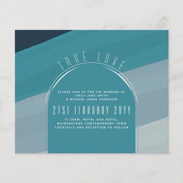 Contemporary Teal Green Wedding Invitation Flyer (Front)