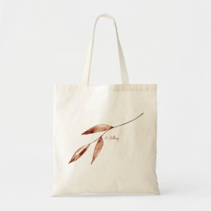 Contemporary Terracotta Custom Name Foliage Stem Tote Bag