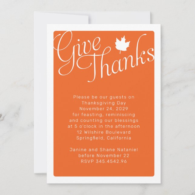 Contemporary Thanksgiving Dinner Invitation (Front)
