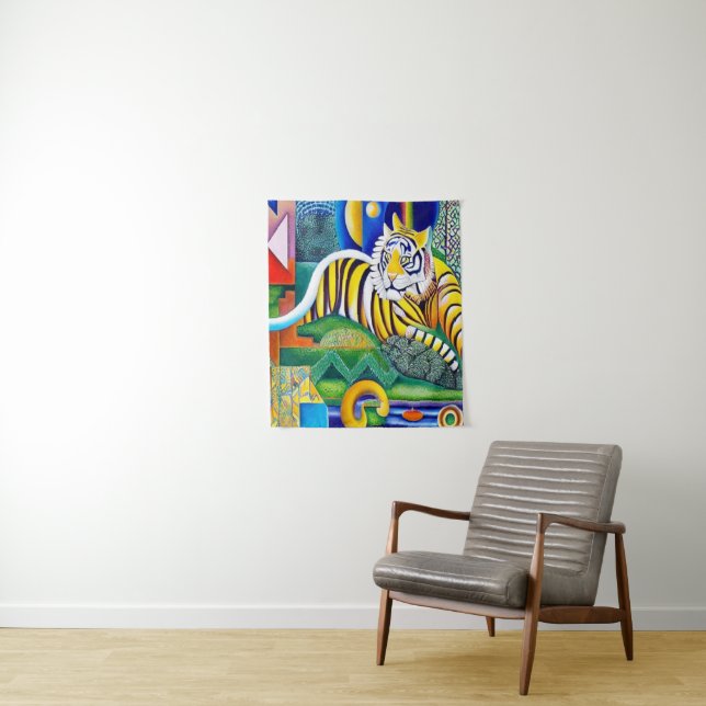 Contemporary Tiger Art - Eye-Catching Decor      Tapestry (In Situ)