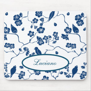Contemporary Toile Birds & Florals Mouse Pad