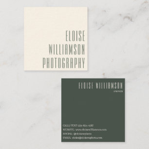 Contemporary Trendy Chic Bold Dark Green Modern Square Business Card