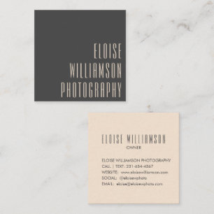 Contemporary Trendy Chic Bold Typography Black Square Business Card