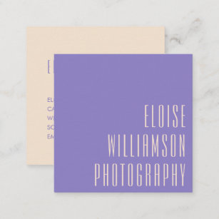 Contemporary Trendy Chic Bold Typography Purple Square Business Card