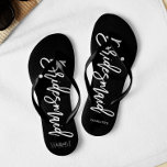 Contemporary Typography "Bridesmaid" Jandals<br><div class="desc">Personalised Bridal party flip-flops featuring an stylish and trendy script typography. Customise with the bride and groom's monogram, wedding date, and bridesmaid's name for a one of a kind design! Looking for a custom colour? No problem! Just send your request to heartlockedstudio at gmail dot com and we'll get back...</div>