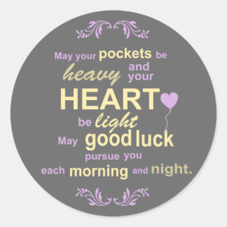 Contemporary Typography Irish Blessing in Grey Classic Round Sticker