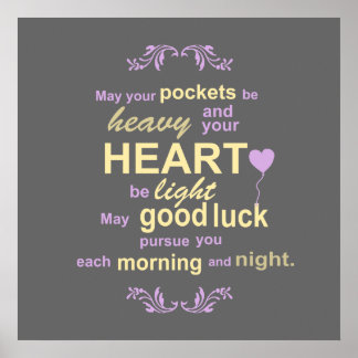 Contemporary Typography Irish Blessing in Grey Poster