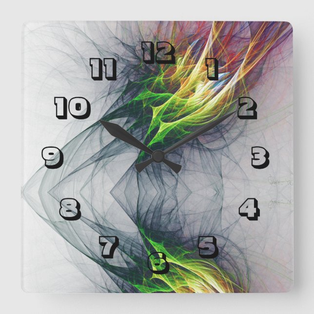 Contemporary Urban Fire flames Vivid Square Wall Clock (Front)