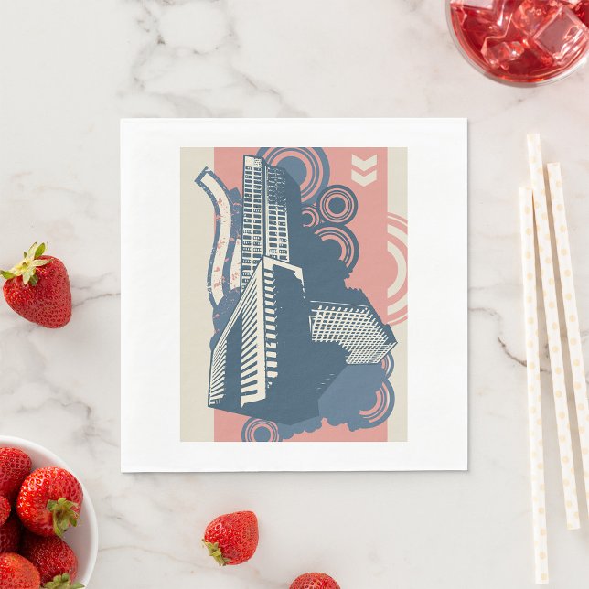 Contemporary Urban Skyline Pop Art Napkin (Creator Uploaded)