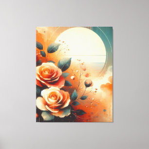 Contemporary Warm Floral Canvas Print