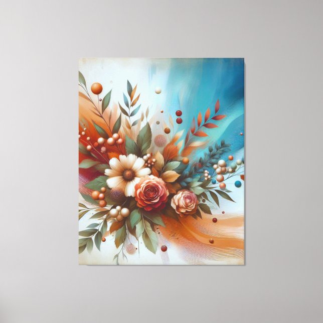 Contemporary Warm Floral  Canvas Print (Front)