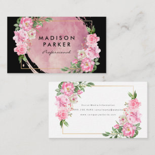 Contemporary Watercolor   Elegant Flowers Business Card