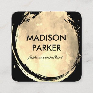 Contemporary Watercolor Gold Brushed Square Business Card