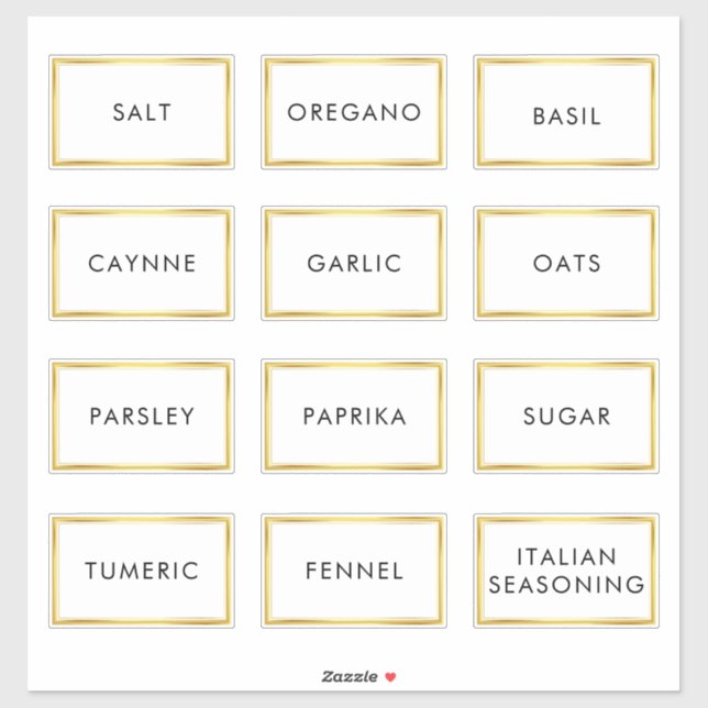 Contemporary Waterproof Label for Spice Jars  (Sheet)