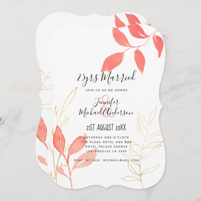 Contemporary WEDDING ANNIVERSARY ANY Handwritten Invitation (Front/Back)