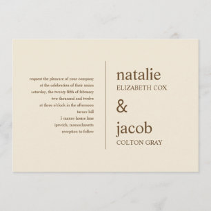 Contemporary Wedding Invitation - Khaki