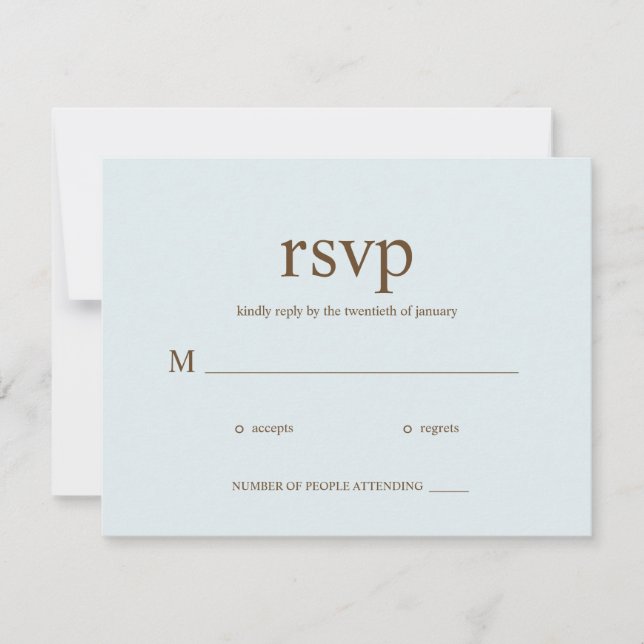 Contemporary Wedding RSVP cards - Blue (Front)