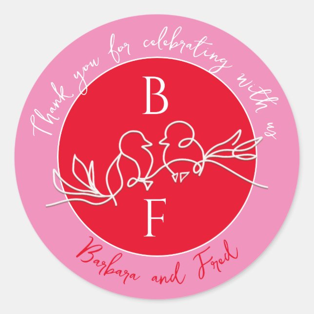 Contemporary Wedding Thank You Stickers for Favour (Front)