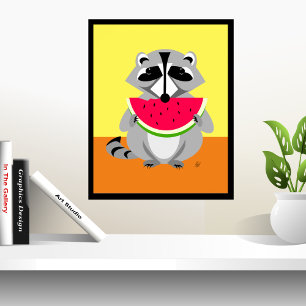 Contemporary Wildlife Racoon Art Poster