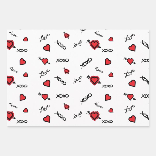 Contemporary XoXo design Wrapping Paper Sheet (Front)