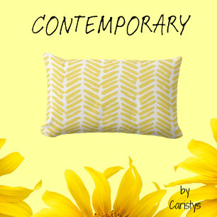 Contemporary Yellow Geometrics Throw Pillow