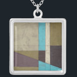 Contemporay Minimalist Painting with Deep Colour Silver Plated Necklace<br><div class="desc">What do you get when you mix a minimalist verve with deep,  rich colour? You get this wonderfully contemporary Jennifer Goldberger painting. Plum,  light blue and grey mix together to bring this piece to life. Buy your copy today!</div>