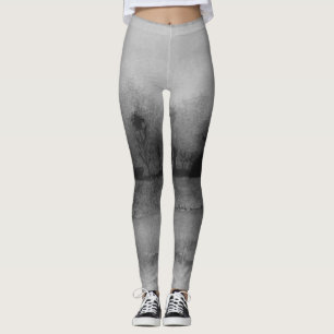 contempory abstract arty design black and white leggings