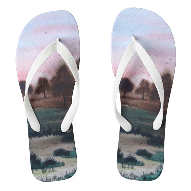 contempory abstract sunset design colourful jandals (Footbed)