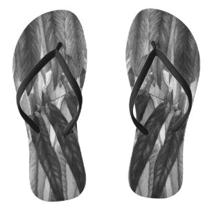 contempory black and white leafs unusual jandals