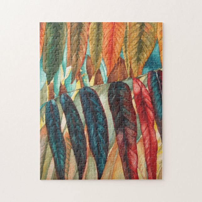 contempory colourful autumn leaf colours absorbing jigsaw puzzle (Vertical)