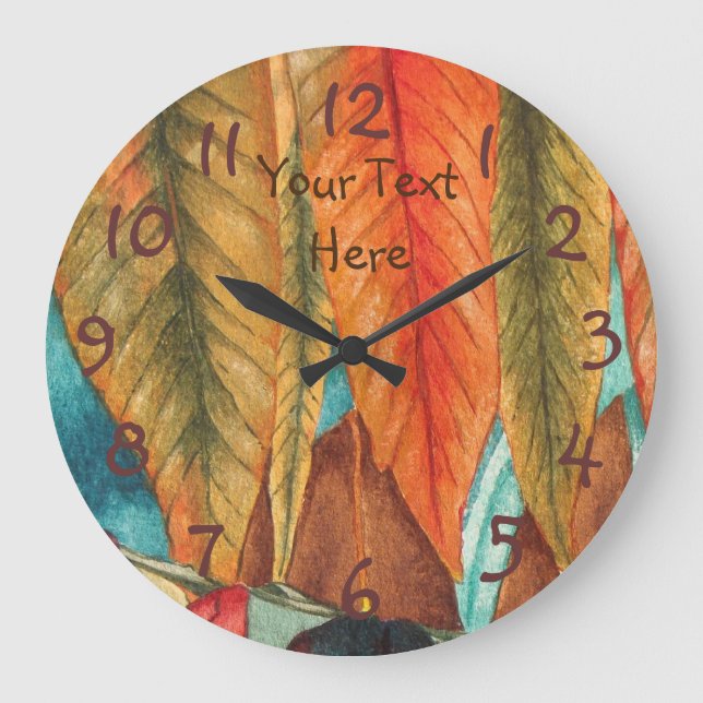contempory colourful tree with autumn leafs large clock (Front)