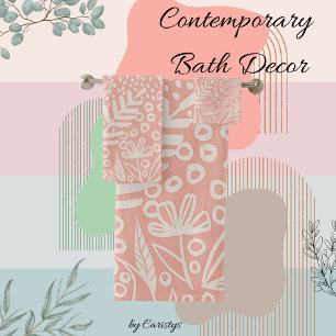 Contemprary Shapes Blush Pink and White Towel